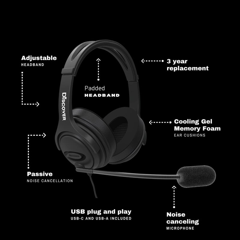 Discover D722U Noise Reducing USB Wired Work from Home Headset | Compatible with Computer Softphone Apps Like RingCentral, Teams, Zoom, Google, GoTo, Cisco and More - Image 5